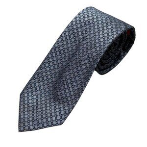 Altea Milano Tie Silk / Cotton Made in Italy Textured Geometric Blue 3"